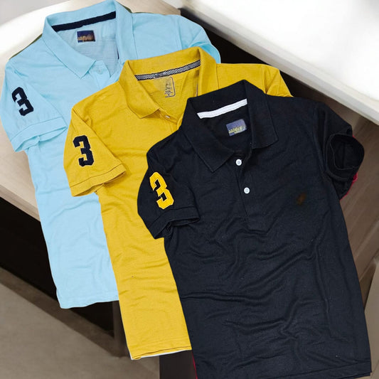 Men's Classic Polo Neck T-Shirt (Pack of 3)